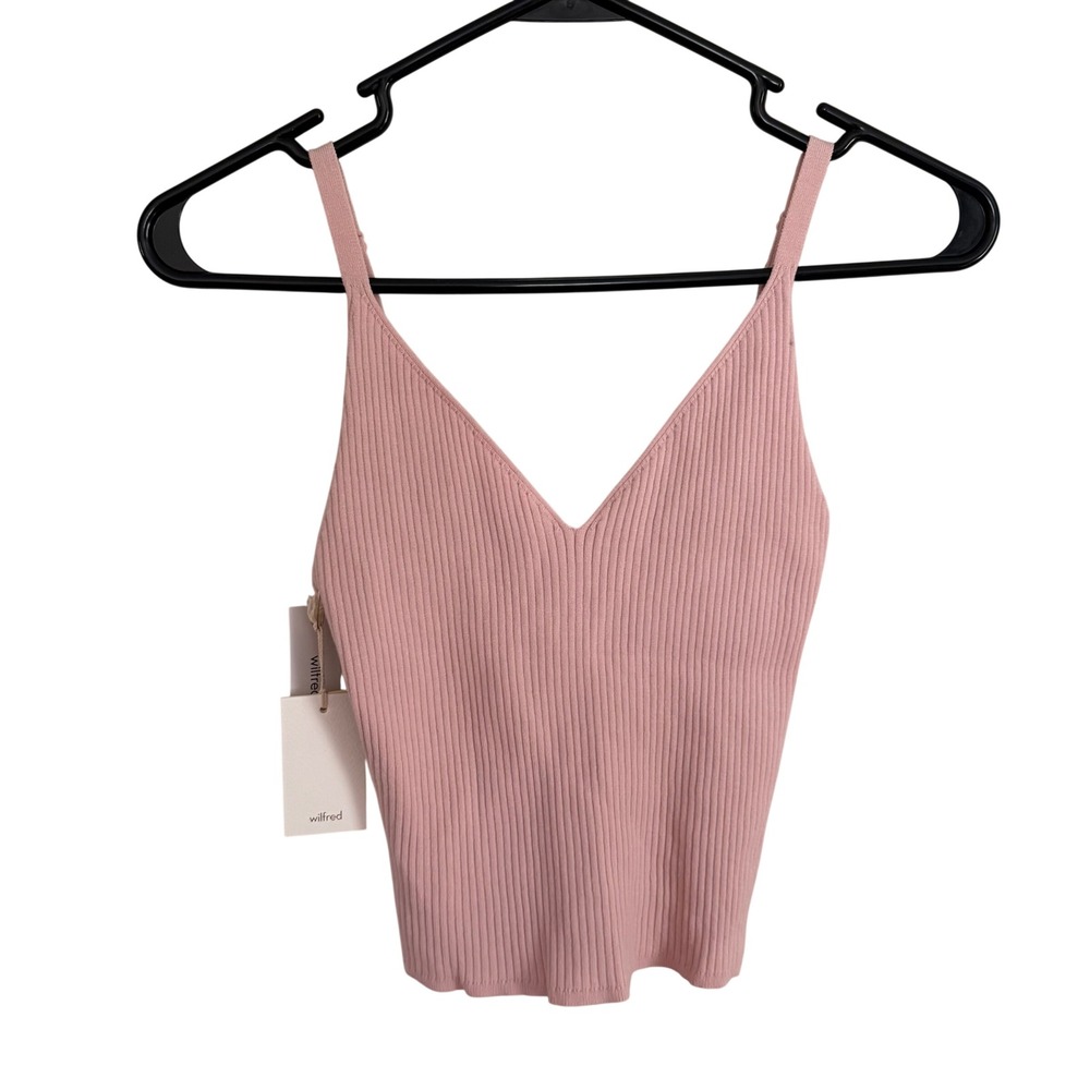 Wilfred Aritzia Itinerary Ribbed Knit Camisole‎ Poetic Pink Crop Tank S NWT